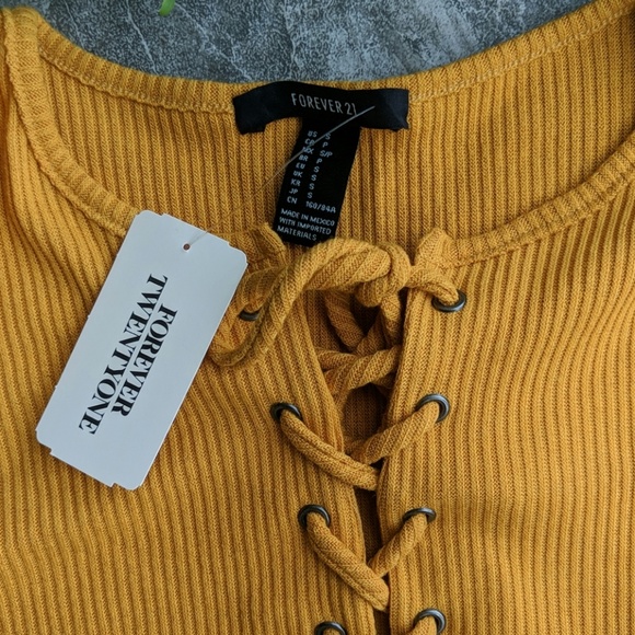 New! Forever 21 long sleeve lace up top - Picture 3 of 3